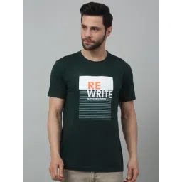 Cantabil Bottle Green Regular Fit Printed T-Shirt-picture-10