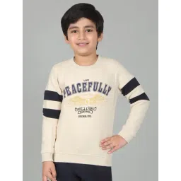 Cantabil Boy's Beige Color Block Round Neck Full Sleeves Casual Sweatshirt-picture-41