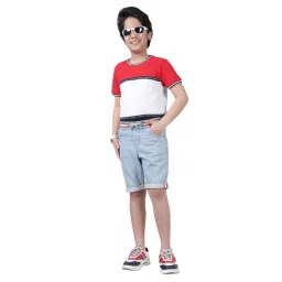 Cantabil Boys Blue Color Blocked T-Shirt-picture-11