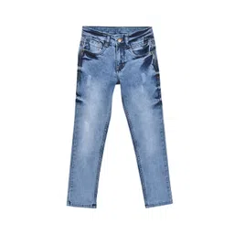 Cantabil Boys Blue Mid Rise Low Distress Light Fade Stretchable Jeans-image-4