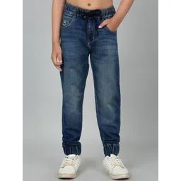 Cantabil Boys Jogger Clean Look Mid Rise Heavy Fade Stretchable Jeans-image-34