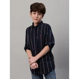 Cantabil Boys Navy Striped Full Sleeves Shirt-picture-44