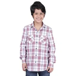Cantabil Boys White Cotton Chequered Casual Shirt-picture-41