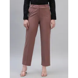Cantabil Brown Regular Fit Solid Formal Trousers-picture-43