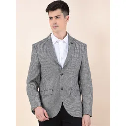 Cantabil Checked Notched Lapel Collar Single-Breasted Blazer-picture-17