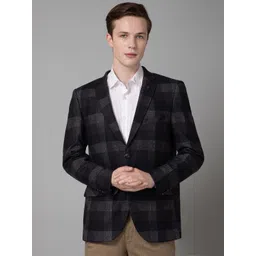Cantabil Checked Notched Lapel Collar Terry Single-Breasted Blazer-picture-18
