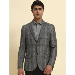 Cantabil Checked Notched Lapel Long Sleeve Single Breasted Blazer-picture-23