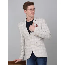 Cantabil Checked Notched Lapel Single Breasted Blazer-picture-31