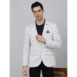 Cantabil Checked Notched Lapel Single Breasted Blazer-picture-32