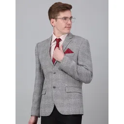 Cantabil Checked Notched Lapel Single Breasted Blazer-picture-30