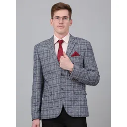 Cantabil Checked Notched Lapel Single Breasted Blazer-picture-22