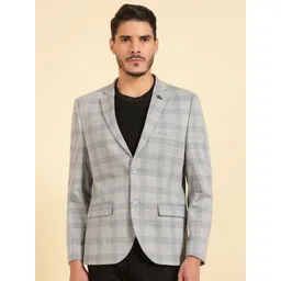 Cantabil Checked Notched Lapel Single-Breasted Blazer-picture-38