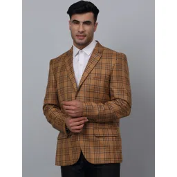 Cantabil Checked Notched Lapel Single Breasted Formal Blazer-picture-34