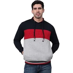 cantabil Color Block Grey Full Sleeves Mock Collar Regular Fit Men Casual Sweatshirt | Casual Winter Sweatshirts for Men | Mens Sweatshirts for Winter Wear (P_MSWS00109_Greymelange)-picture-33