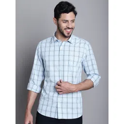Cantabil Comfort Windowpane Checked Cotton Casual Shirt-picture-11