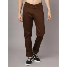 Cantabil Dark Brown Regular Fit Lightly Washed Jeans-picture-47