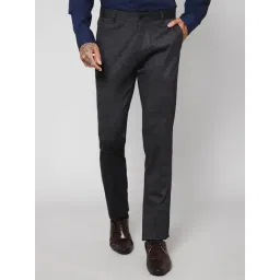Cantabil Dark Grey Regular Fit Flat Front Trousers-picture-44