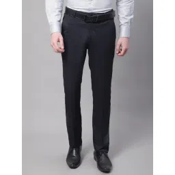 Cantabil Dark Navy Regular Fit Flat Front Trousers-picture-35
