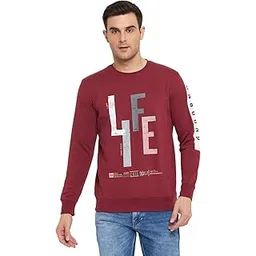 cantabil Fleece Regular Fit Printed Dark Pink Round Neck Full Sleeve Casual Sweatshirt for Men | Full Sleeves Round Neck Sweatshirts for Men | Mens Round Neck Printed Sweatshirt (P_MTSH00352_Onion)-picture-46