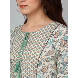 Cantabil Floral Printed Tie-Up Neck Pure Cotton Straight Kurti image 5