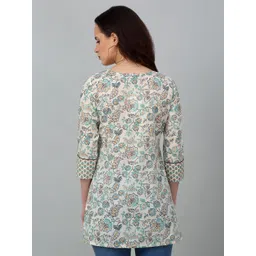 Cantabil Floral Printed Tie-Up Neck Pure Cotton Straight Kurti image 2