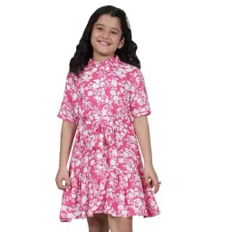 Cantabil Girls Hot Pink Regular Fit Printed Casual Dress-picture-24