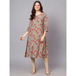 Cantabil Green Floral Print Kurta-picture-24