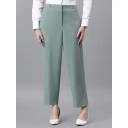 Cantabil Green Viscose Solid Formal Trousers-picture-22