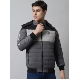 Cantabil Grey & Black Regular Fit Quilted Puffer Jacket-picture-24