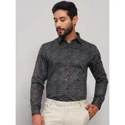 Cantabil Grey Cotton Regular Fit Printed Shirt-picture-18