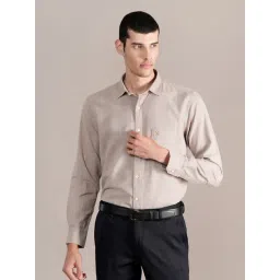 Cantabil Grey Cotton Regular Fit Striped Shirt-picture-48