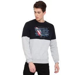 Cantabil Grey Melange & Navy Regular Fit Round Neck Sweatshirt-picture-32