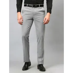 Cantabil Grey Melange Regular Fit Flat Front Trousers-picture-42