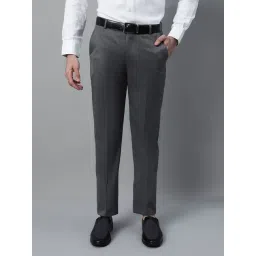 Cantabil Grey Poly Viscose Regular fit Solid Trousers-image-39