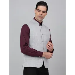Cantabil Grey Regular Fit Chequered Waistcoat image 3