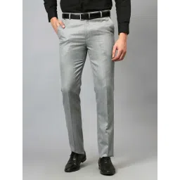 Cantabil Grey Regular Fit Self Design Flat Front Trousers-picture-16
