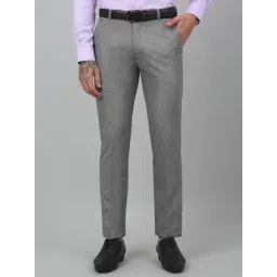 Cantabil Grey Regular Fit Texture Trousers-picture-11