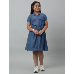 Cantabil Kids Indigo Solid Shirt Dress-picture-12