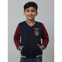 Cantabil Kids Navy Color Block Full Sleeves Sweatshirt-picture-32