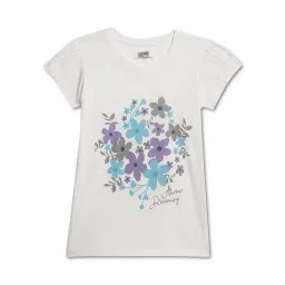 Cantabil Kids White Floral Print T-Shirt-picture-13