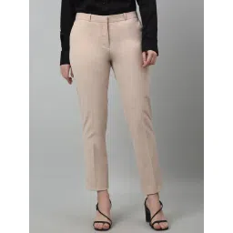 Cantabil Light Beige Cotton Lycra Regular Fit Mid Rise Trousers-picture-22