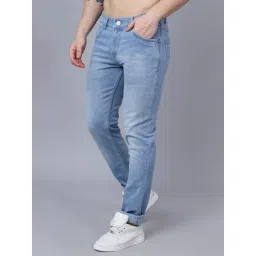 Cantabil Light Blue Regular Fit Lightly Washed Jeans-picture-11