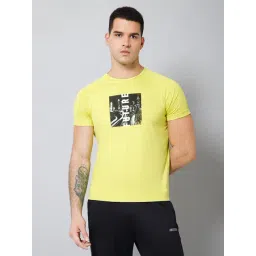 Cantabil Lime Yellow Regular Fit Printed Sports T-Shirt-picture-27