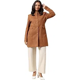 cantabil Long Coat for Women l Premium Casual Long Coat Regular Fit Notched Collar Suede Fabric Solid Pattern (P_LLOC00052)-picture-23
