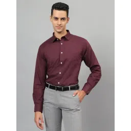 Cantabil Maroon Cotton Regular fit Solid Shirts-picture-31