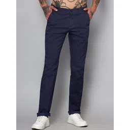 Cantabil Men Blue Comfort Cotton Casual Trousers-picture-33