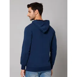 Cantabil Men Blue Printed Hooded Sweatshirt image 5