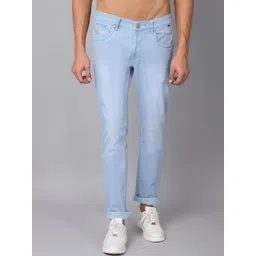Cantabil Men Blue Solid Light Fade Jeans-picture-11