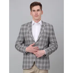cantabil Men Checkered Single Breasted Formal Blazer-picture-14