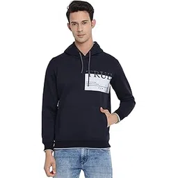 cantabil Men Hooded Printed Navy Blue Casual Sweatshirt (MSWS00087_Navy)-picture-10